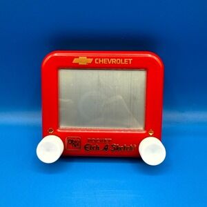 Vintage Ohio Art Chevrolet Red White‎ Plastic Pocket Etch A Sketch Drawing Toy